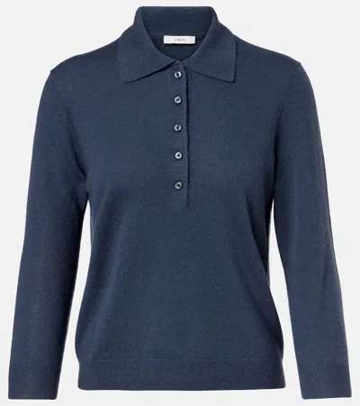 Vince Cashmere And Silk Polo Sweater In Blue