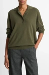 Vince Cashmere & Silk Polo Sweater In Green