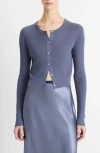 Vince Slim Ribbed Silk-cashmere Cardigan In Mauve Thistle