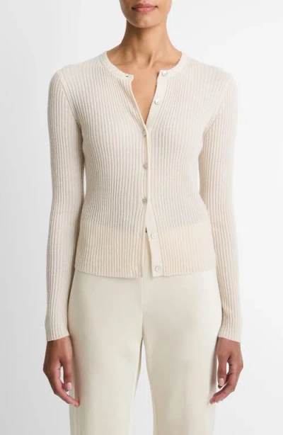 Vince Cashmere & Silk Rib Cardigan In Multi
