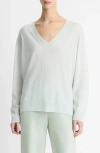 Vince Silk Blend V Neck Sweater In Sky Mist In Aqua Dew