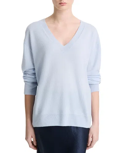 Vince Cashmere & Silk V Neck Jumper In Dark Sky Mist