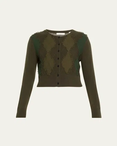 VINCE CASHMERE AND WOOL ARGYLE CARDIGAN