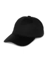 Vince Cashmere Baseball Cap With Leather Strap In Black