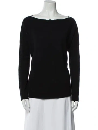 Pre-owned Vince Cashmere Bateau Neckline Sweater In Black