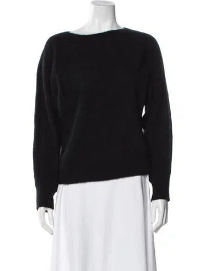 Pre-owned Vince Cashmere Bateau Neckline Sweater In Black