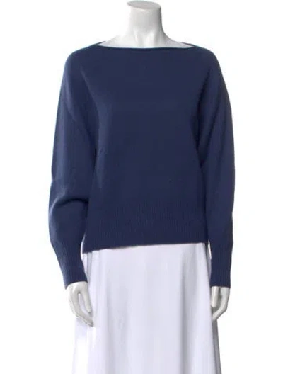Pre-owned Vince Cashmere Bateau Neckline Sweater In Blue