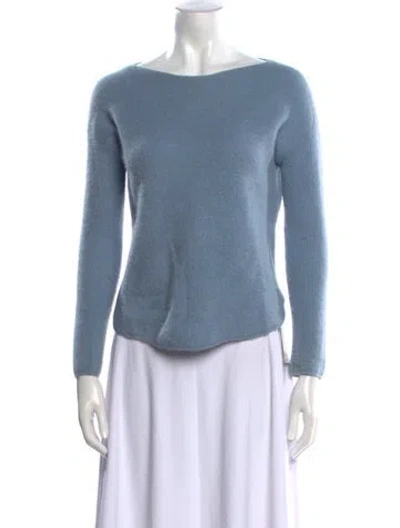 Pre-owned Vince Cashmere Bateau Neckline Sweater In Blue