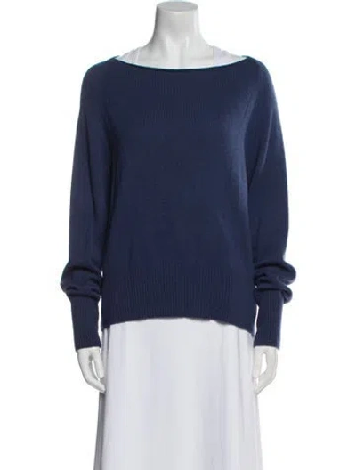 Pre-owned Vince Cashmere Bateau Neckline Sweater In Blue
