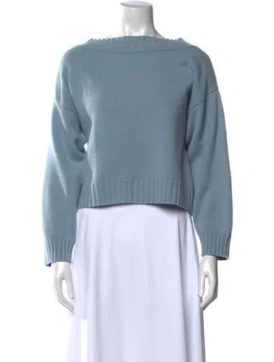 Pre-owned Vince Cashmere Bateau Neckline Sweater In Blue