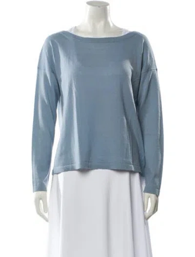 Pre-owned Vince Cashmere Bateau Neckline Sweater In Blue