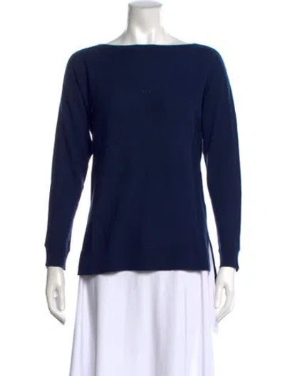 Pre-owned Vince Cashmere Bateau Neckline Sweater In Blue