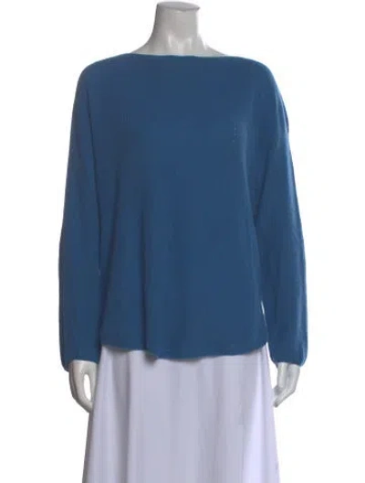 Pre-owned Vince Cashmere Bateau Neckline Sweater In Blue