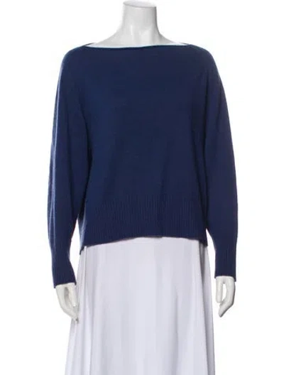 Pre-owned Vince Cashmere Bateau Neckline Sweater In Blue