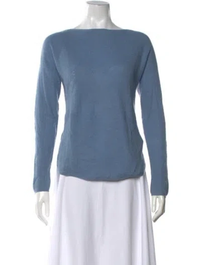 Pre-owned Vince Cashmere Bateau Neckline Sweater In Blue