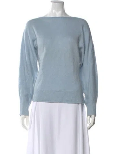 Pre-owned Vince Cashmere Bateau Neckline Sweater In Blue