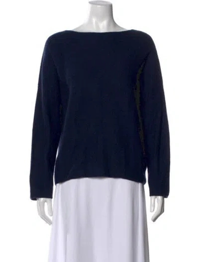 Pre-owned Vince Cashmere Bateau Neckline Sweater In Blue