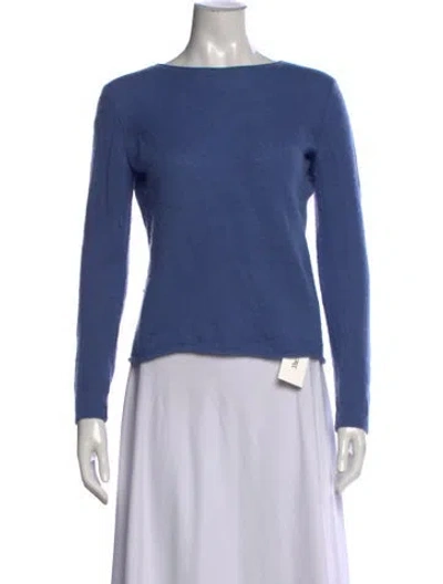 Pre-owned Vince Cashmere Bateau Neckline Sweater In Blue