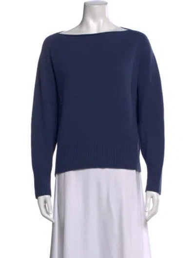 Pre-owned Vince Cashmere Bateau Neckline Sweater In Blue