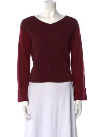 Pre-owned Vince Cashmere Bateau Neckline Sweater In Burgundy