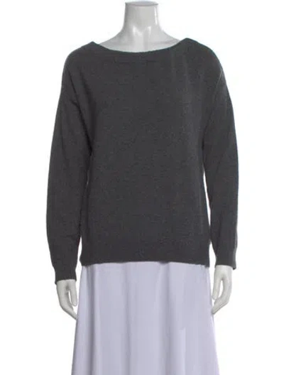 Pre-owned Vince Cashmere Bateau Neckline Sweater In Gray
