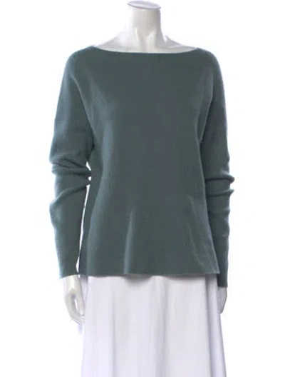Pre-owned Vince Cashmere Bateau Neckline Sweater In Green
