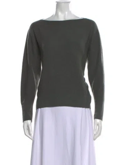 Pre-owned Vince Cashmere Bateau Neckline Sweater In Green