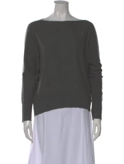 Pre-owned Vince Cashmere Bateau Neckline Sweater In Green