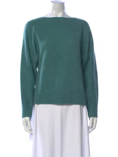 Pre-owned Vince Cashmere Bateau Neckline Sweater In Green