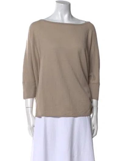 Pre-owned Vince Cashmere Bateau Neckline Sweater In Neutral