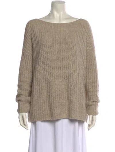 Pre-owned Vince Cashmere Bateau Neckline Sweater In Neutral