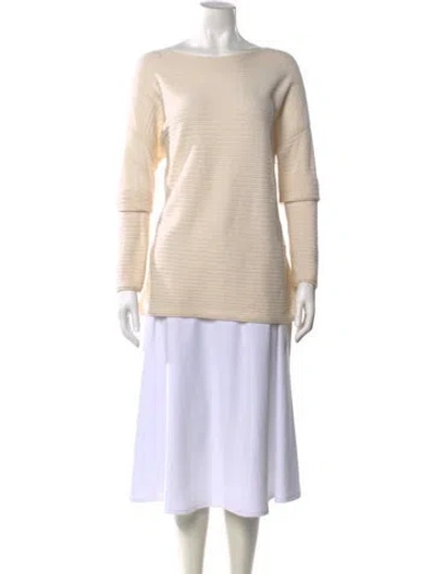 Pre-owned Vince Cashmere Bateau Neckline Sweater In Neutral
