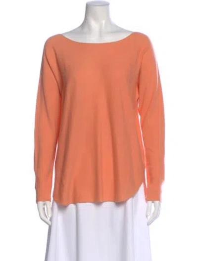 Pre-owned Vince Cashmere Bateau Neckline Sweater In Orange