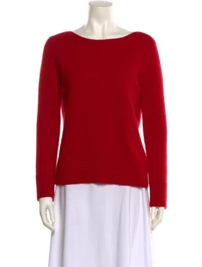 Pre-owned Vince Cashmere Bateau Neckline Sweater In Red