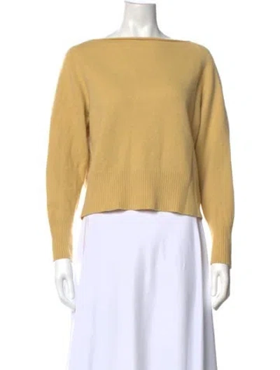 Pre-owned Vince Cashmere Bateau Neckline Sweater In Yellow