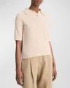 Vince Cashmere Blend Bouclé Short-sleeve Polo Sweater In Beach