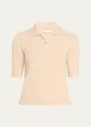 Vince Cashmere Blend Bouclé Short-sleeve Polo Sweater In Beach