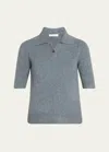 Vince Soft Boucle Short Sleeve Polo Lake Stone In Lake Stone