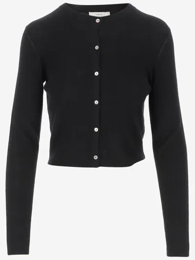 Vince Cashmere Blend Cardigan In Black