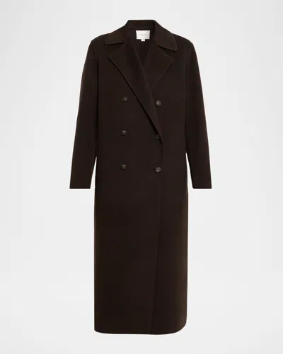 Vince Cashmere-blend Double-breasted Coat In Brown