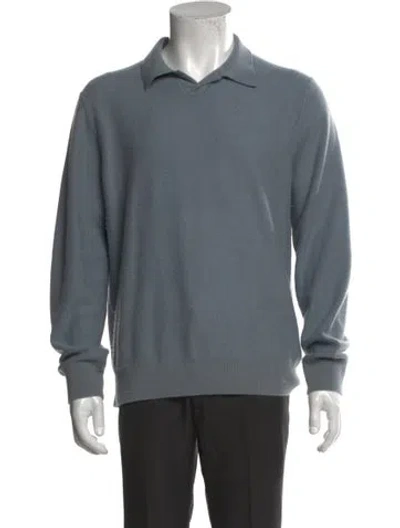 Pre-owned Vince Cashmere Collar Polo Sweater In Blue