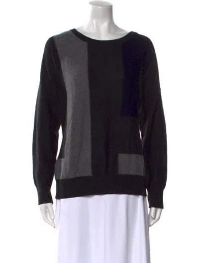Pre-owned Vince Cashmere Colorblock Pattern Sweater In Black