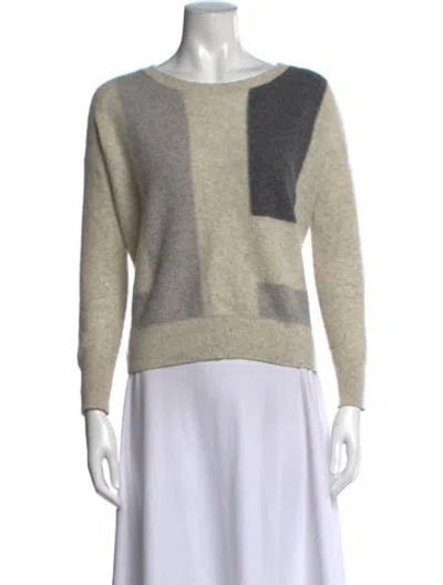 Pre-owned Vince Cashmere Colorblock Pattern Sweater In Grey