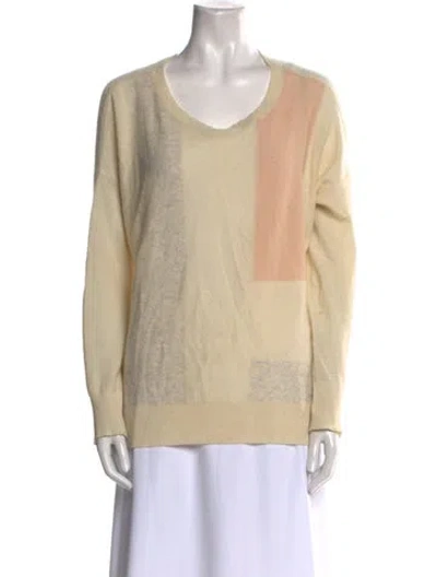 Pre-owned Vince Cashmere Colorblock Pattern Sweater In Neutral