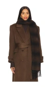 Vince Cashmere Double Face Shadow Plaid Scarf In Brown