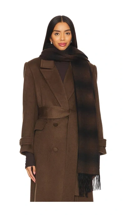 Vince Cashmere Double Face Shadow Plaid Scarf In Brown