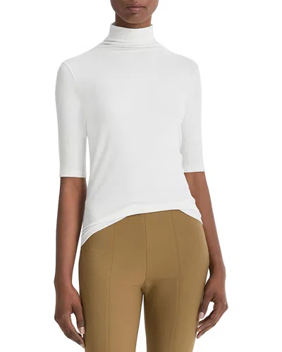 Vince Cashmere Elbow Sleeve Turtleneck Sweater In Off White
