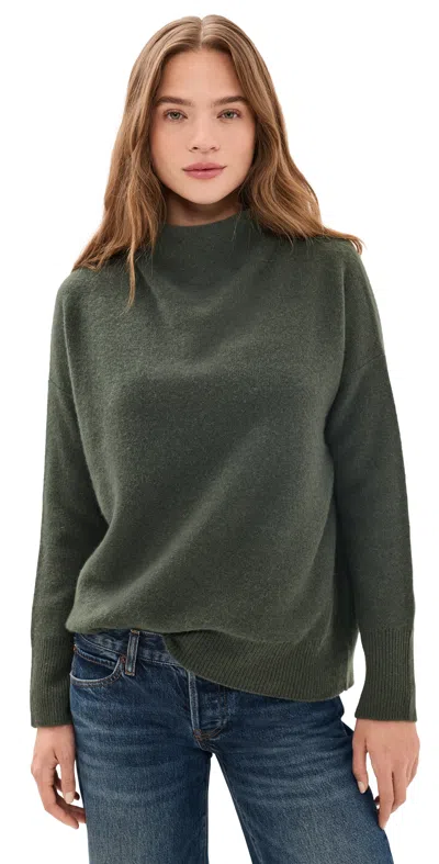 Vince Cashmere Funnel Neck Pullover Dark Moss In Green