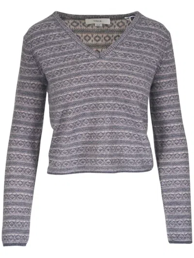 Vince Cashmere Knitted Top In Grey