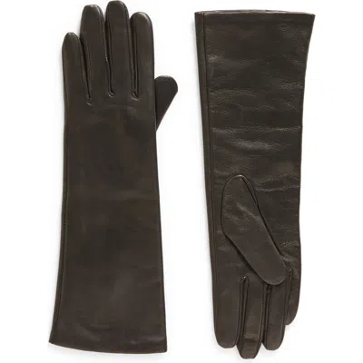 Vince Cashmere Lined Leather Gloves In Black